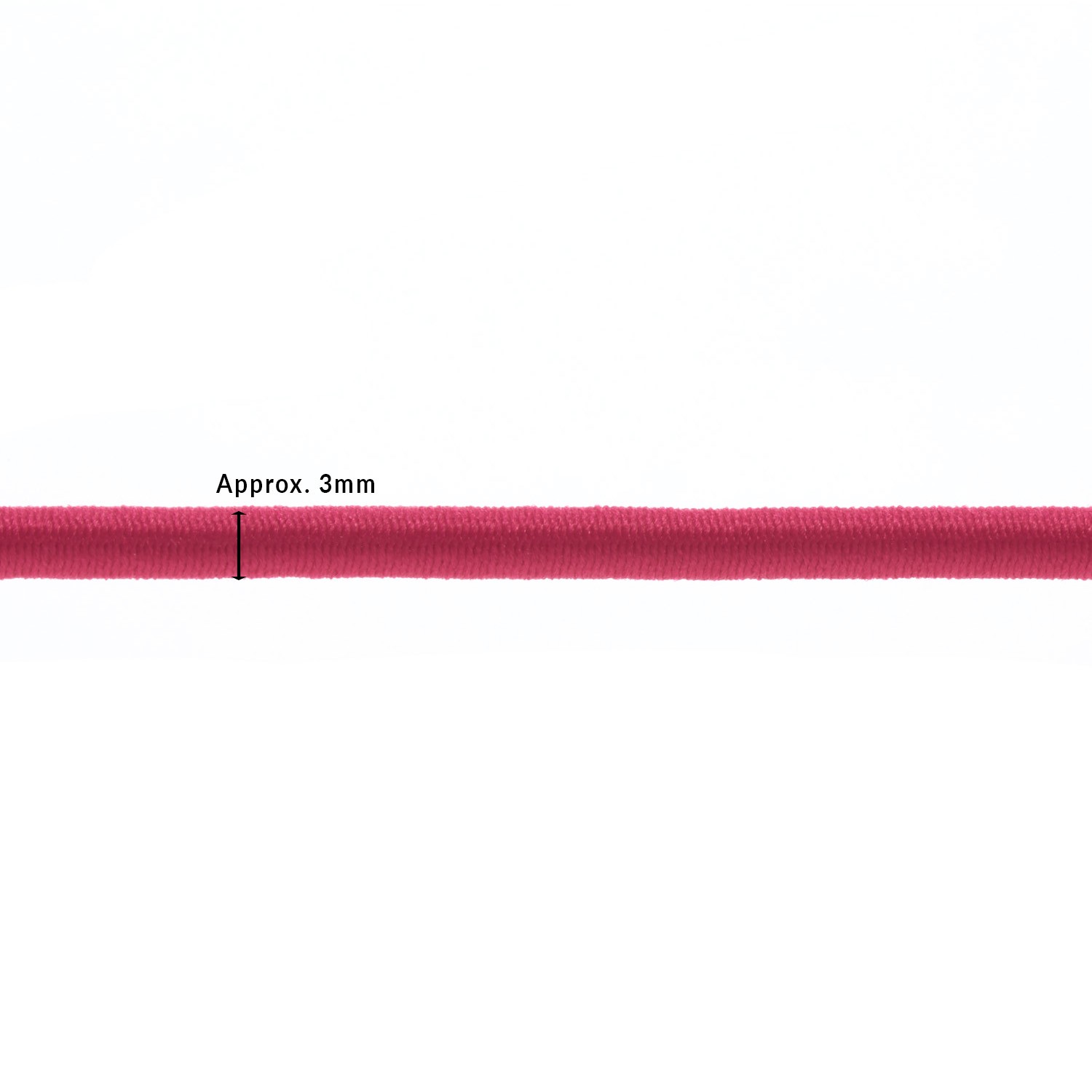 3mm Cerise Pink Thin Fine Round Elastic Cord TPE43 Diameter Kalsi Cords