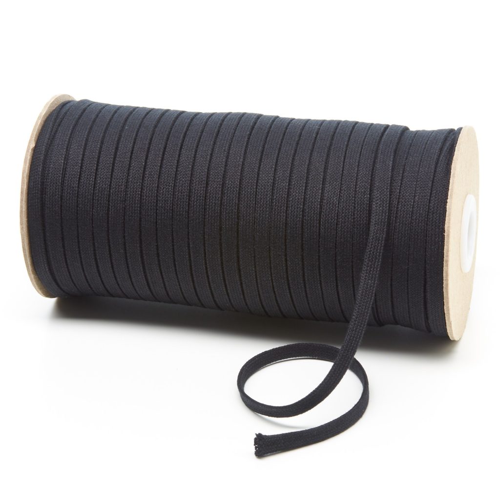 C227 6mm Flat Tubular Cotton Braid Black Kalsi Cords