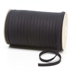 C242 7mm Flat Tubular Cotton Braid Black Kalsi Cords
