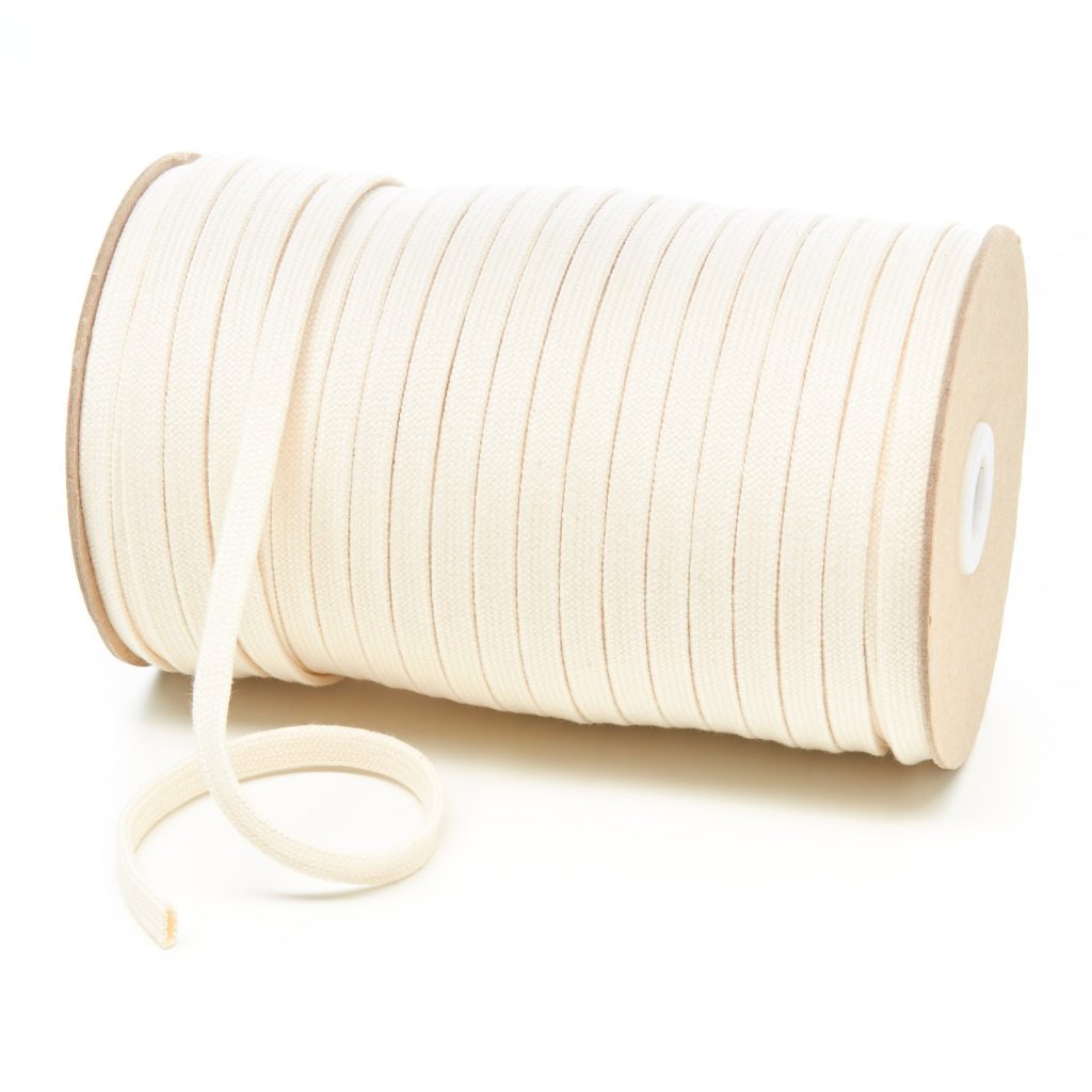 C253 8mm Flat Tubular Cotton Braid Natural Kalsi Cords