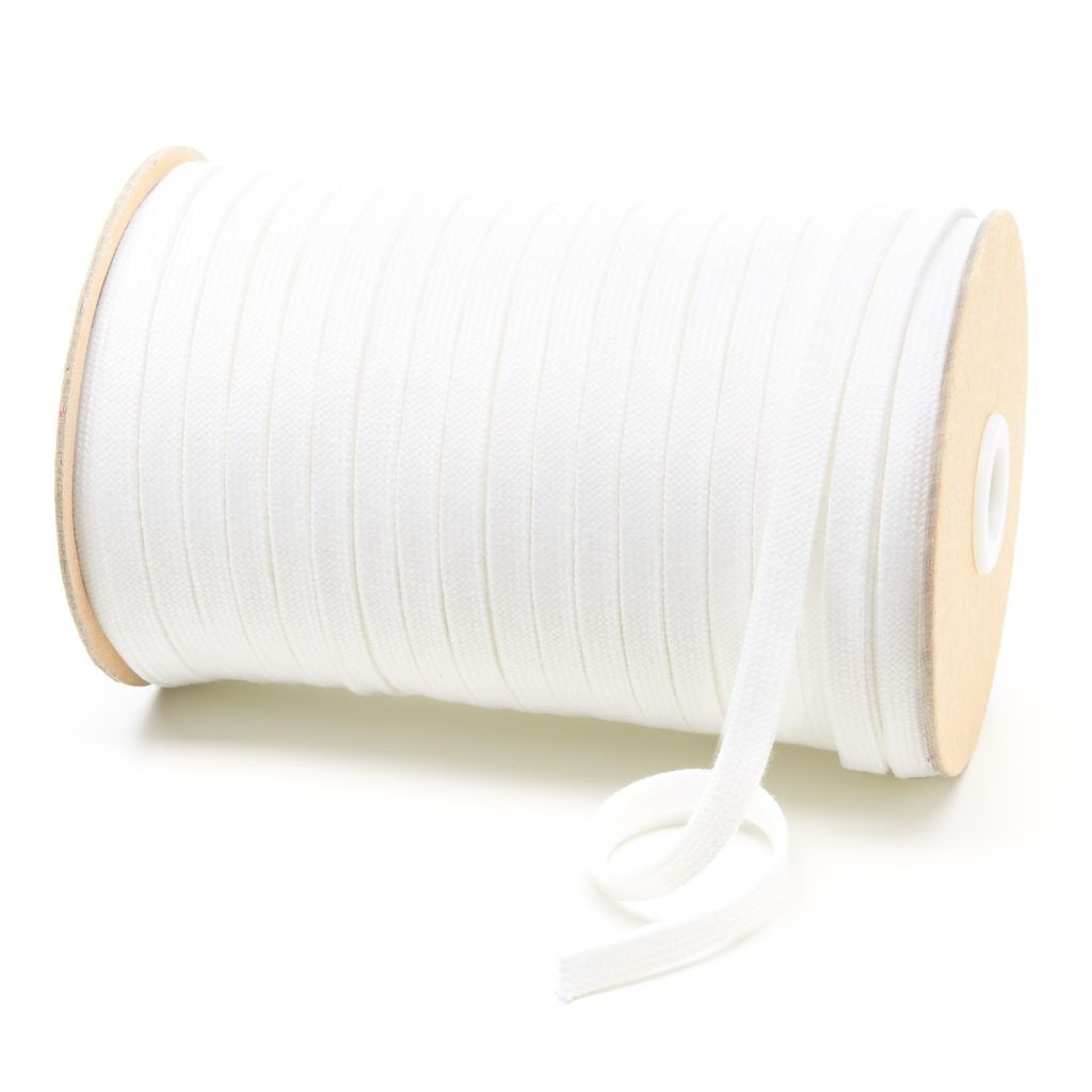 C253 8mm Flat Tubular Cotton Braid White Kalsi Cords