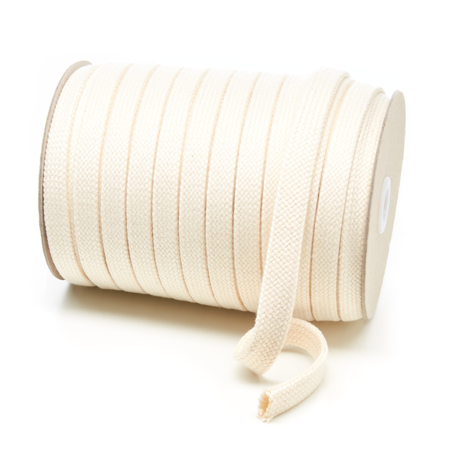 C252 15mm Flat Tubular Cotton Braid Natural Kalsi Cords