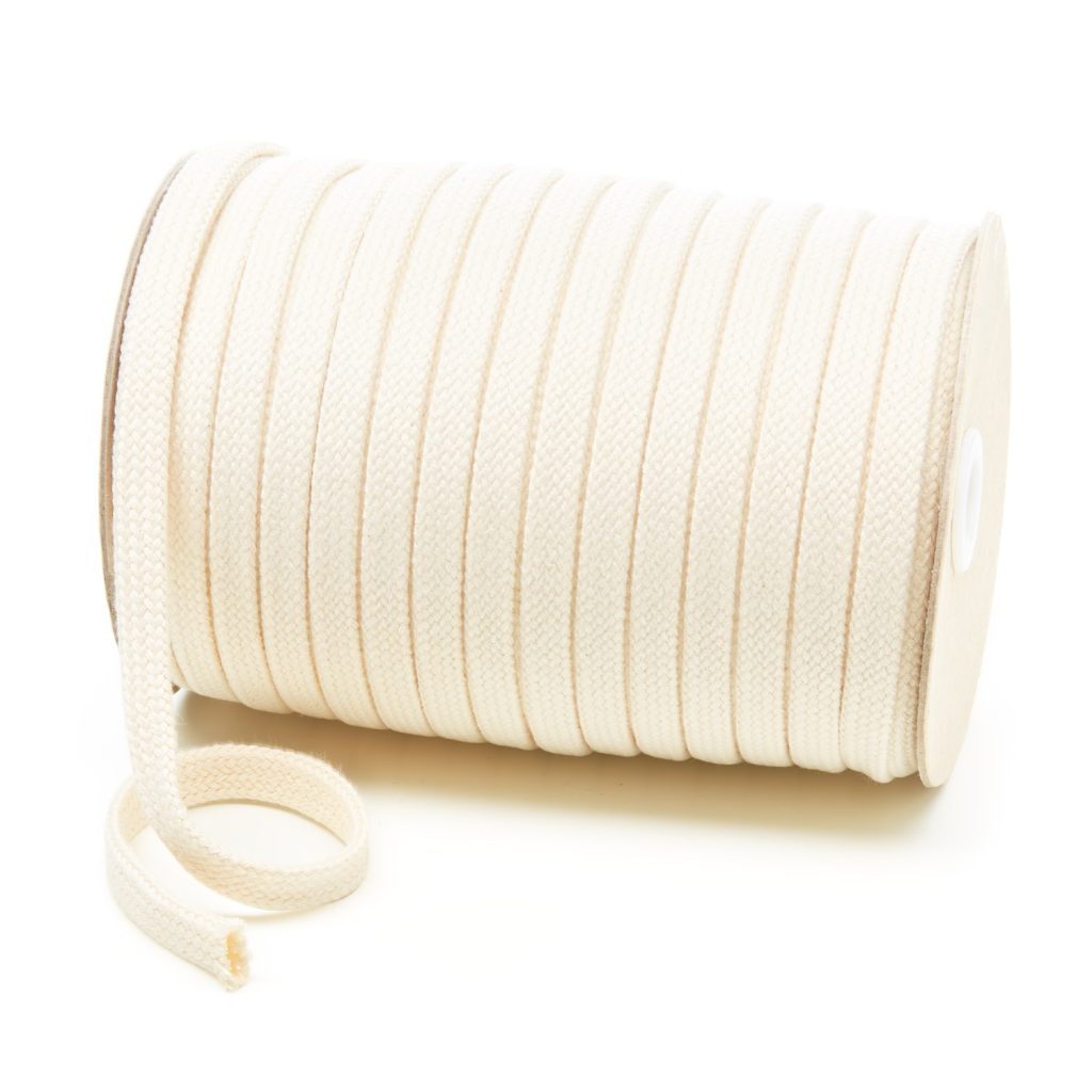 C261 11mm Flat Tubular Cotton Braid Natural Kalsi Cords