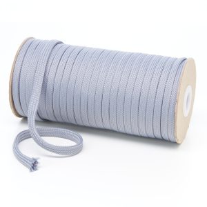 R1176 9mm Flat Tubular Polyester Braid Frosted Silver Kalsi Cords