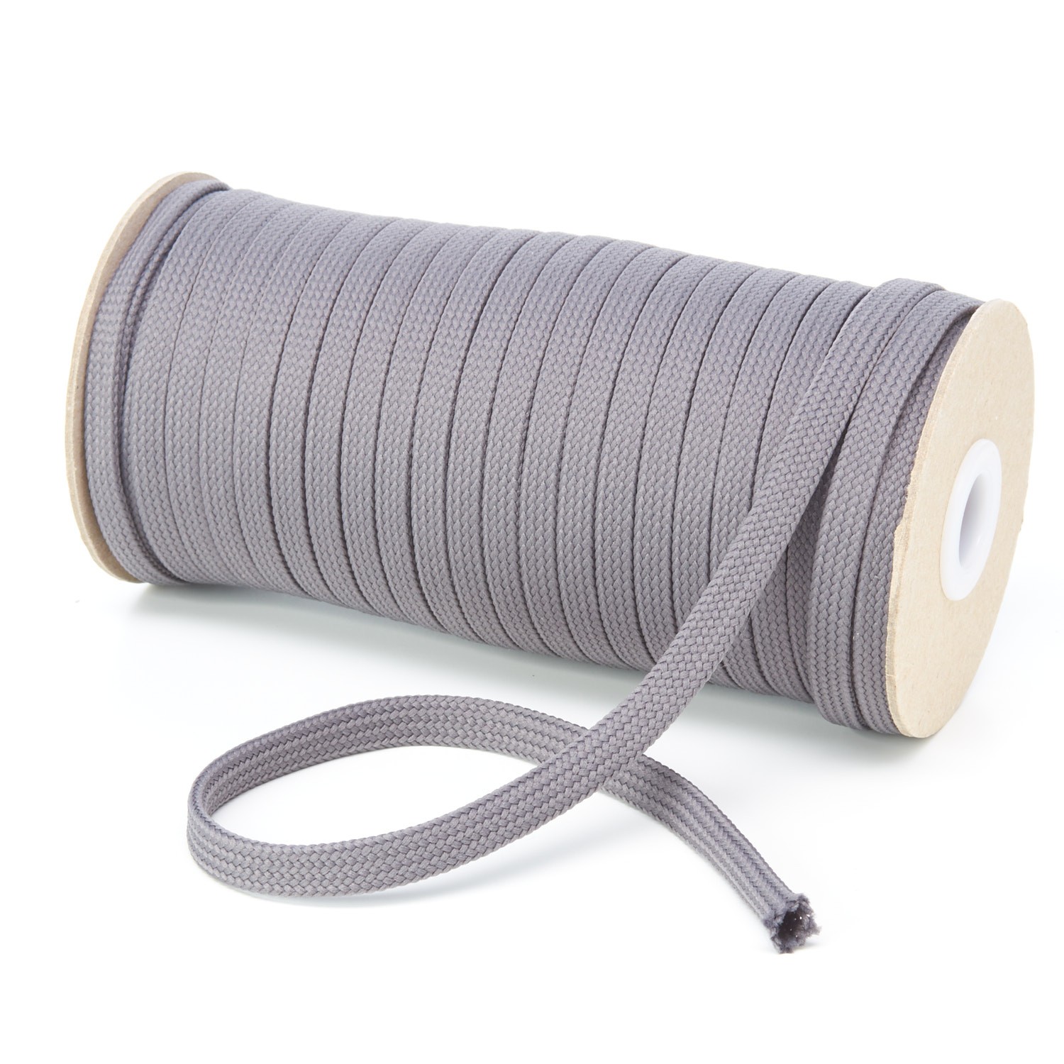 9mm Flat Grey Polyester Tubular Braid Kalsi Cords UK