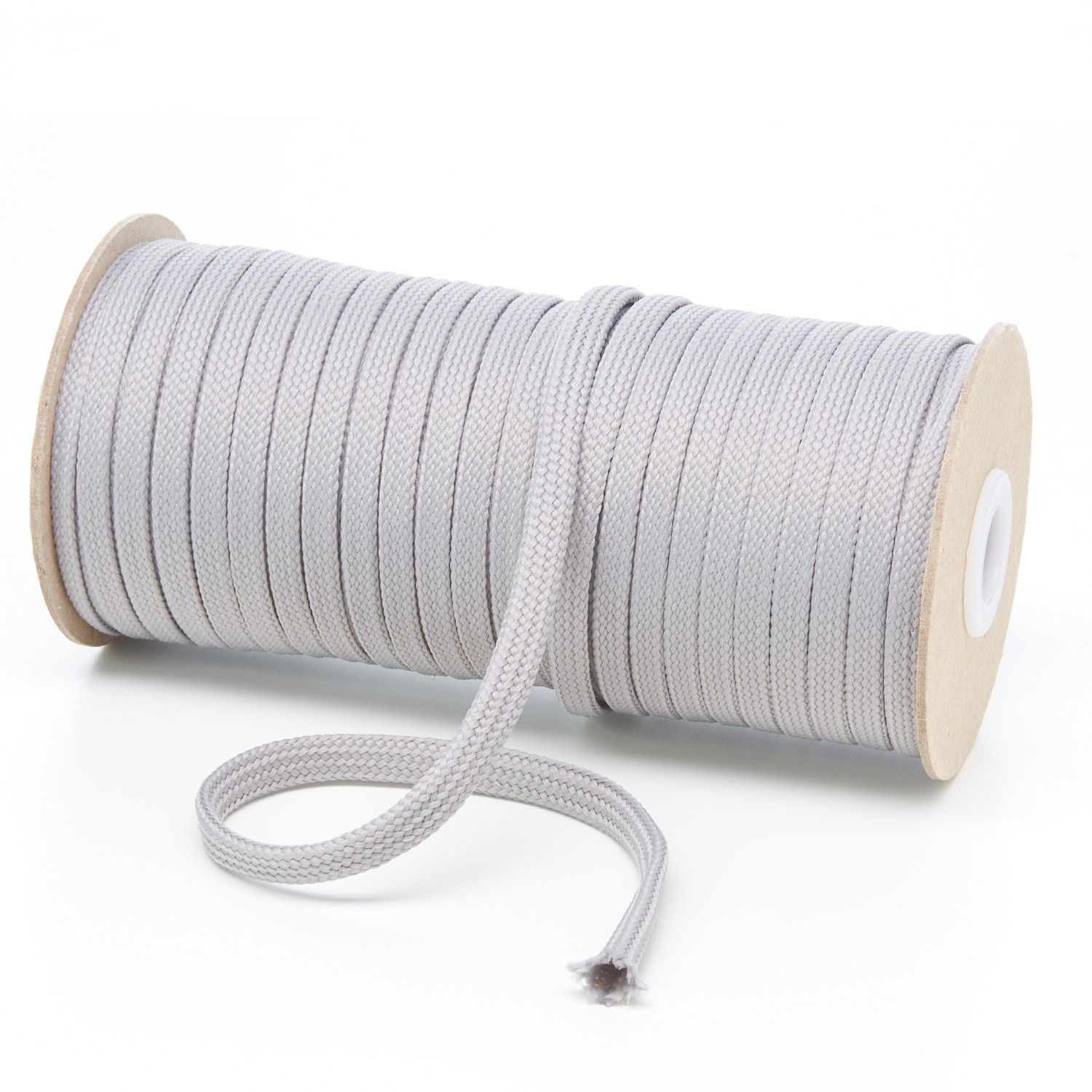 9mm Flat Light Grey Polyester Tubular Braid Kalsi Cords UK