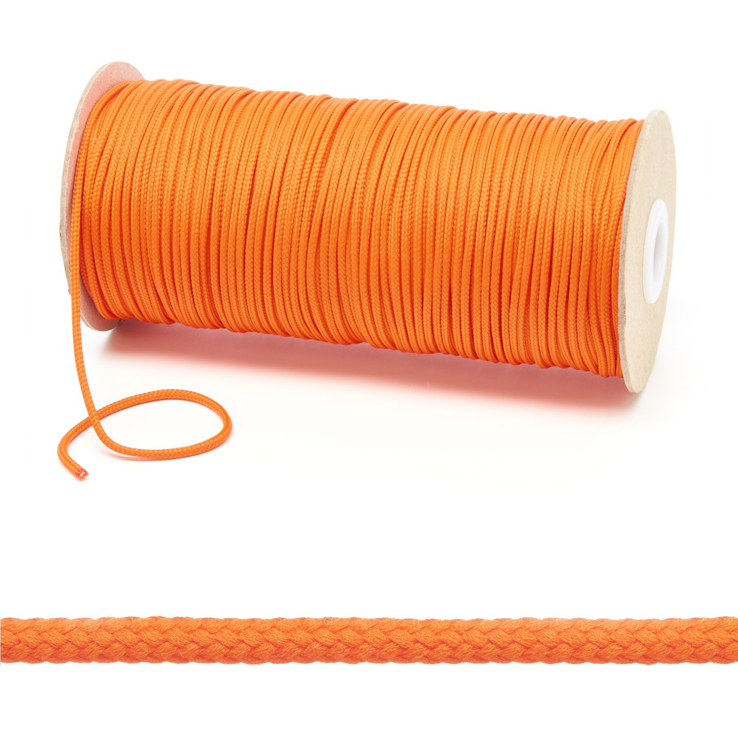 2mm Thin Round Orange Polyester Cord - by Kalsi Cords UK Made Quality