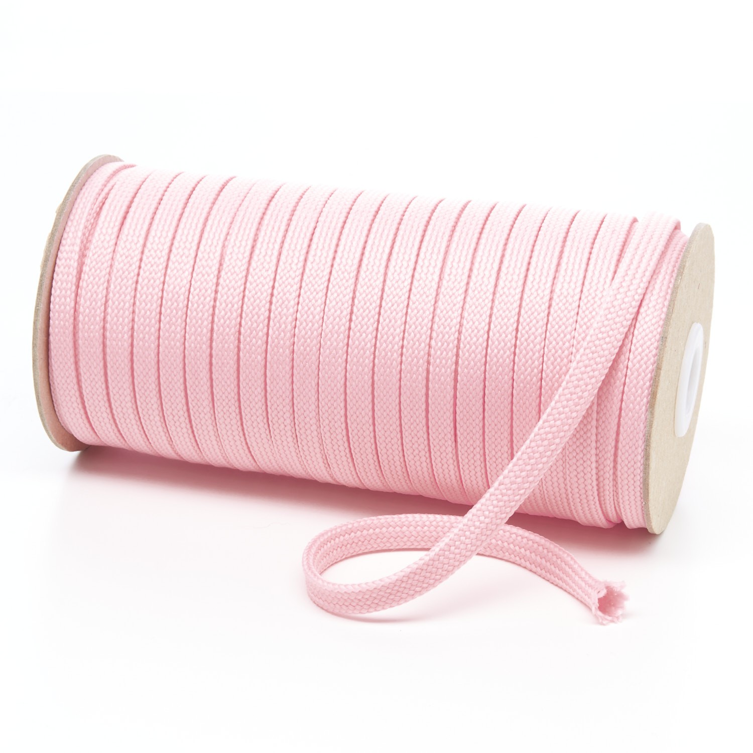 7mm Flat Baby Pink Polyester Tubular Braid Kalsi Cords British Made