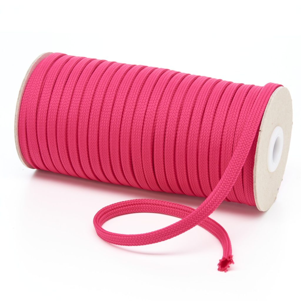 T461 7mm Flat Tubular Polyester Braid Cerise Pink Kalsi Cords