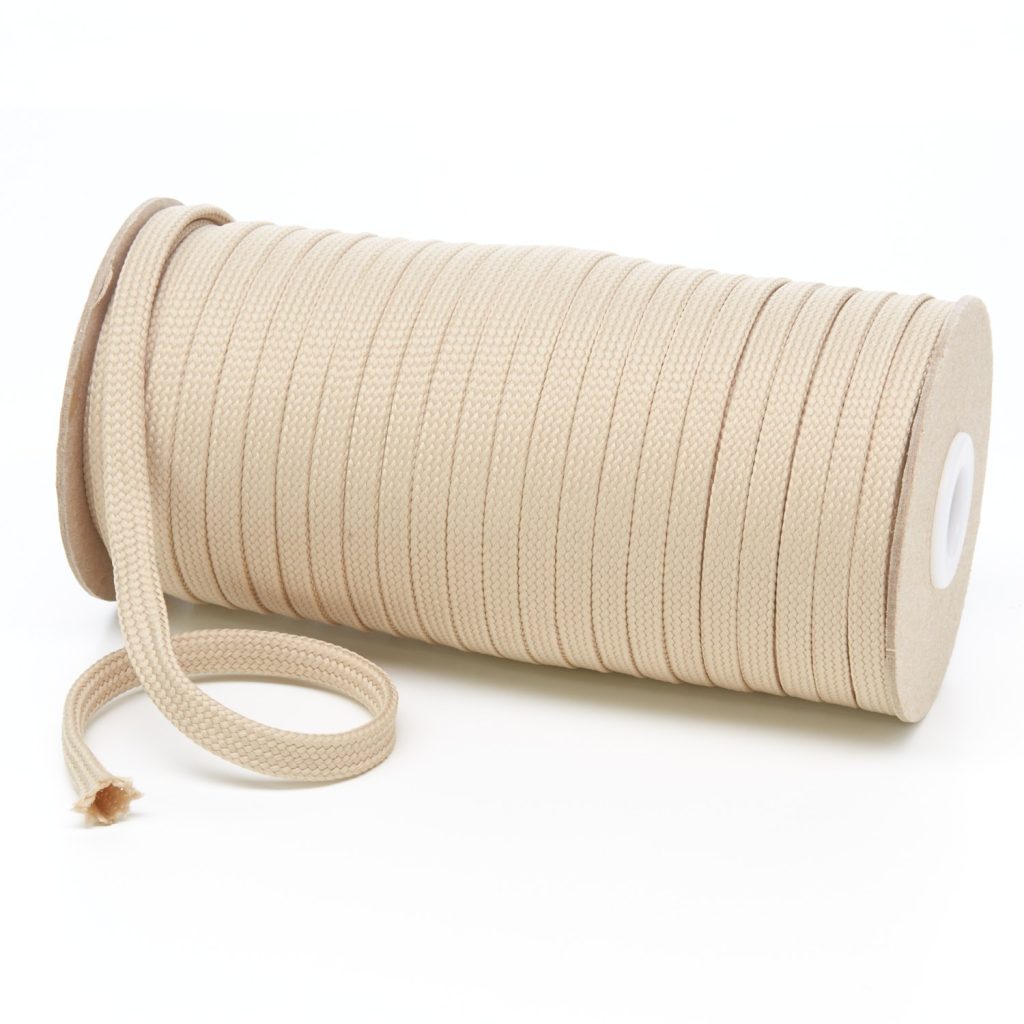 T461 7mm Flat Tubular Polyester Braid Cream Kalsi Cords