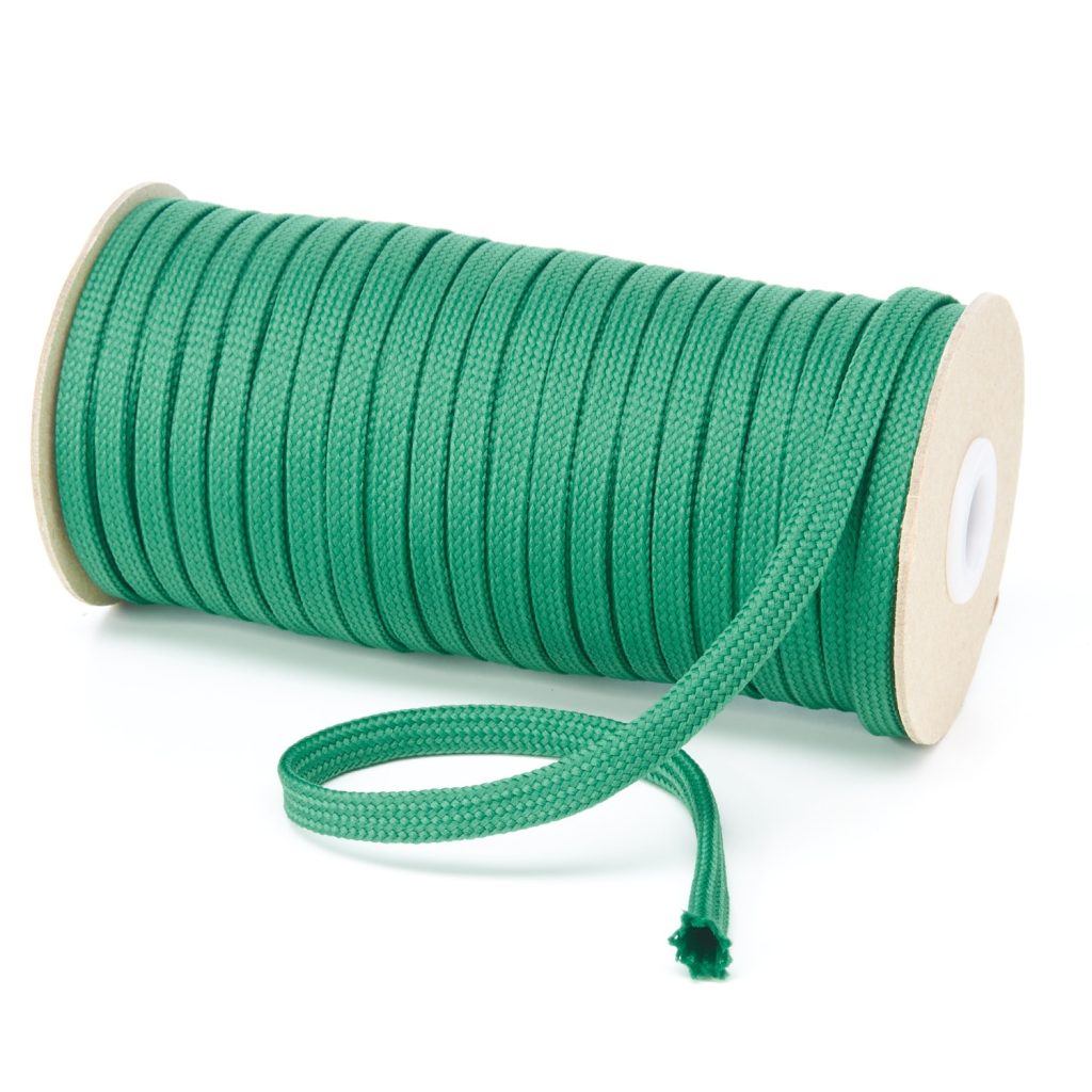 T461 7mm Flat Tubular Polyester Braid Emerald Green Kalsi Cords