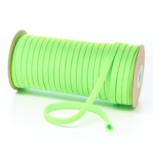 T461 7mm Flat Tubular Polyester Braid Fluorescent Lime Kalsi Cords