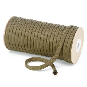T461 7mm Flat Tubular Polyester Braid Khaki Olive Kalsi Cords
