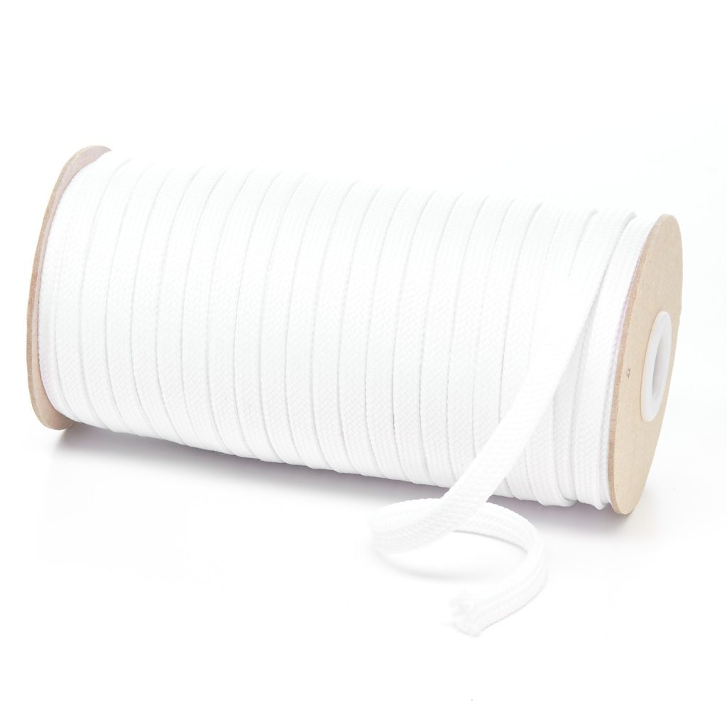 T461 7mm Flat Tubular Polyester Braid Optic White Kalsi Cords