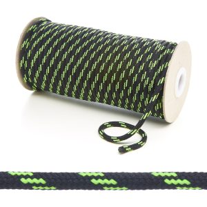 T621 5mm Round Cord 4 Fleck Shoe Laces Black with Flo Lime Edit 6 Kalsi Cords