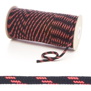 T621 5mm Round Cord 4 Fleck Shoe Laces Black with Flo Pink Edit 6 Kalsi Cords