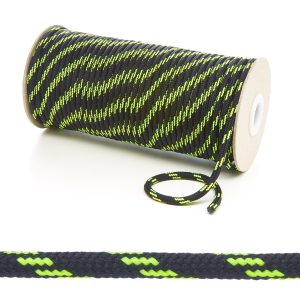 T621 5mm Round Cord 4 Fleck Shoe Laces Black with Flo Yellow Edit 6 Kalsi Cords
