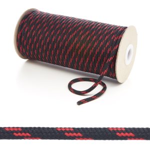 T621 5mm Round Cord 4 Fleck Shoe Laces Black with Red Edit 6 Kalsi Cords