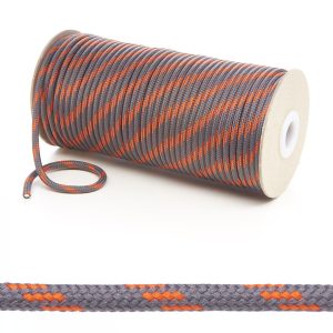 T621 5mm Round Cord 4 Fleck Shoe Laces Grey with Orange Edit 6 Kalsi Cords