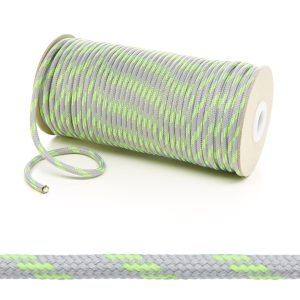 T621 5mm Round Cord 4 Fleck Shoe Laces Light Grey with Flo Lime Edit 6 Kalsi Cords