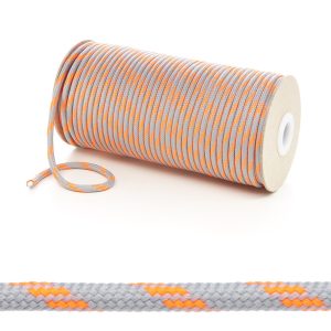 T621 5mm Round Cord 4 Fleck Shoe Laces Light Grey with Flo Orange Edit 6 Kalsi Cords
