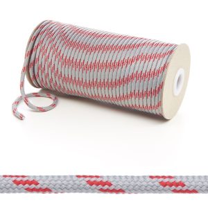 T621 5mm Round Cord 4 Fleck Shoe Laces Light Grey with Red Edit 6 Kalsi Cords