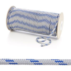 T621 5mm Round Cord 4 Fleck Shoe Laces Light Grey with Royal Blue Edit 6 Kalsi Cords