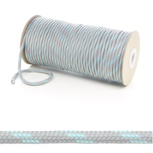 T621 5mm Round Cord 4 Fleck Shoe Laces Light Grey with Turquoise Edit 6 Kalsi Cords