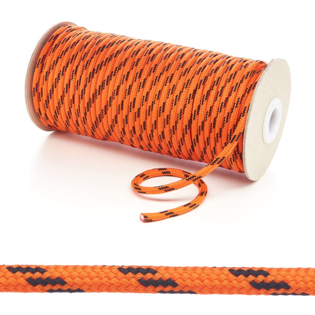 T621 5mm Round Cord 4 Fleck Shoe Laces Orange with Black Edit 6 Kalsi Cords
