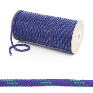 T621 5mm Round Cord 4 Fleck Shoe Laces Purple with Emerald Edit 6 Kalsi Cords