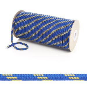 T621 5mm Round Cord 4 Fleck Shoe Laces Royal Blue with Yellow Edit 6 Kalsi Cords