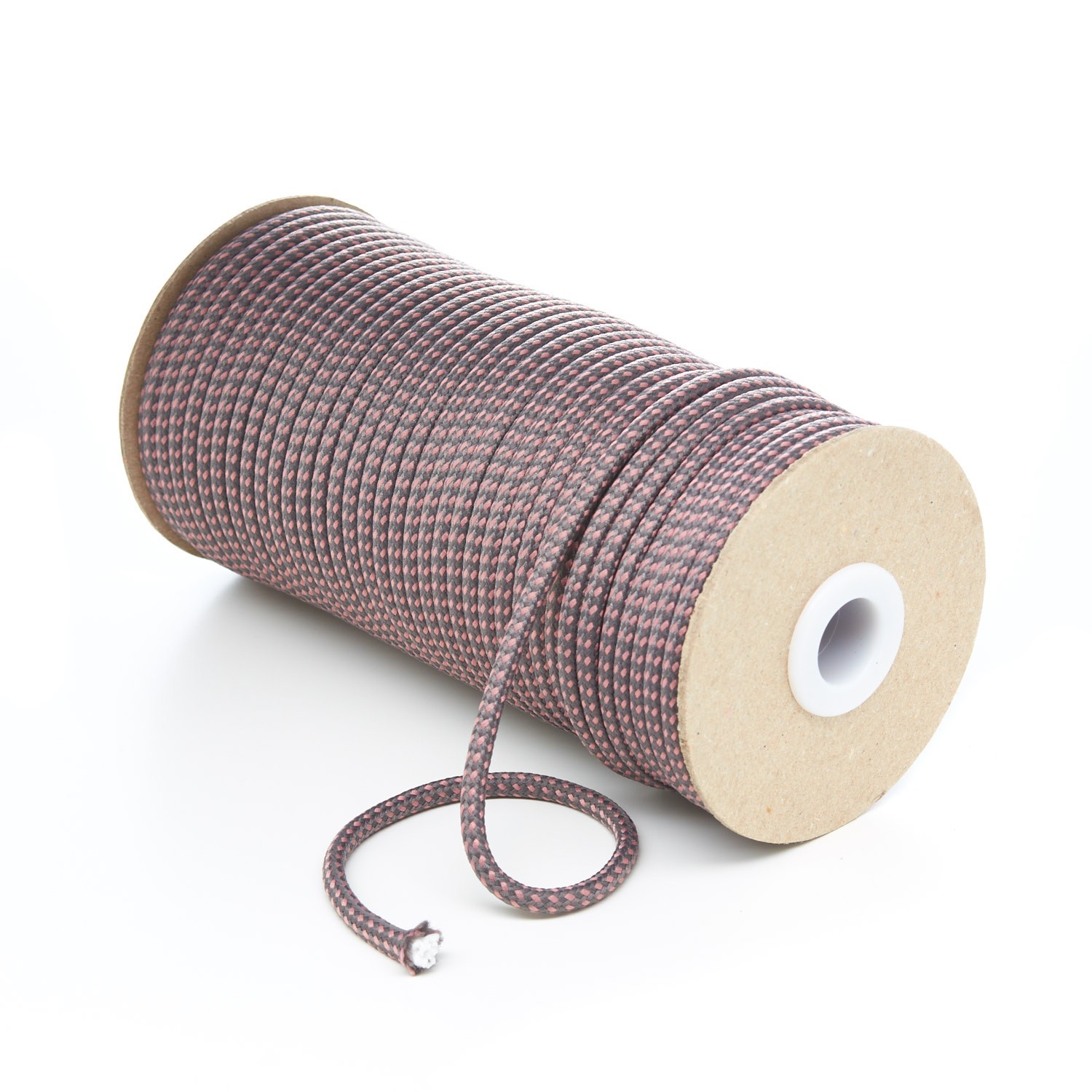 T621 Round Cord Fleck Grey with Dusky Pink Kalsi Cords