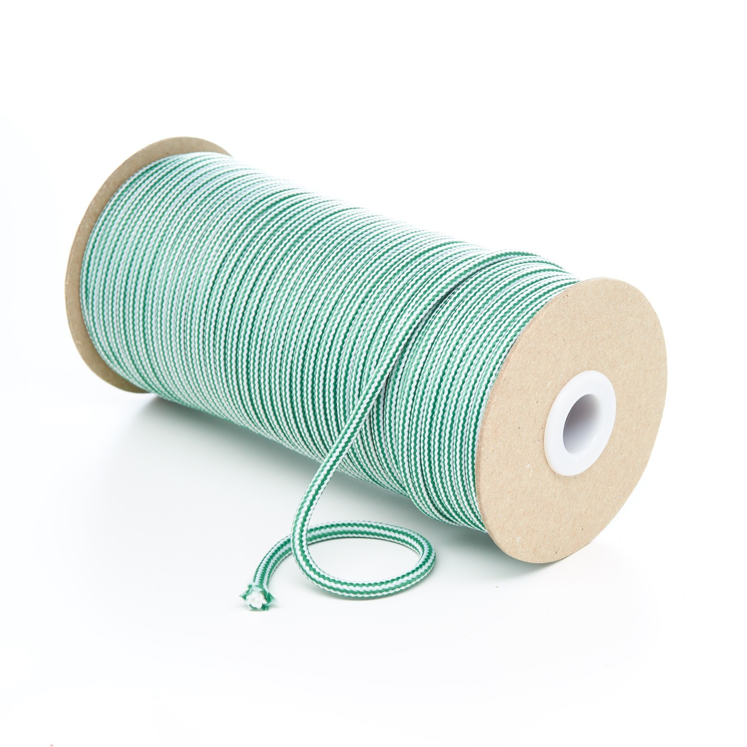 T621 Round Cord Stripes Emerald Green and White Kalsi Cords