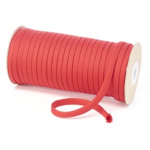 T638 8mm Flat Tubular Polyester Braid Rose Madder Red Kalsi Cords