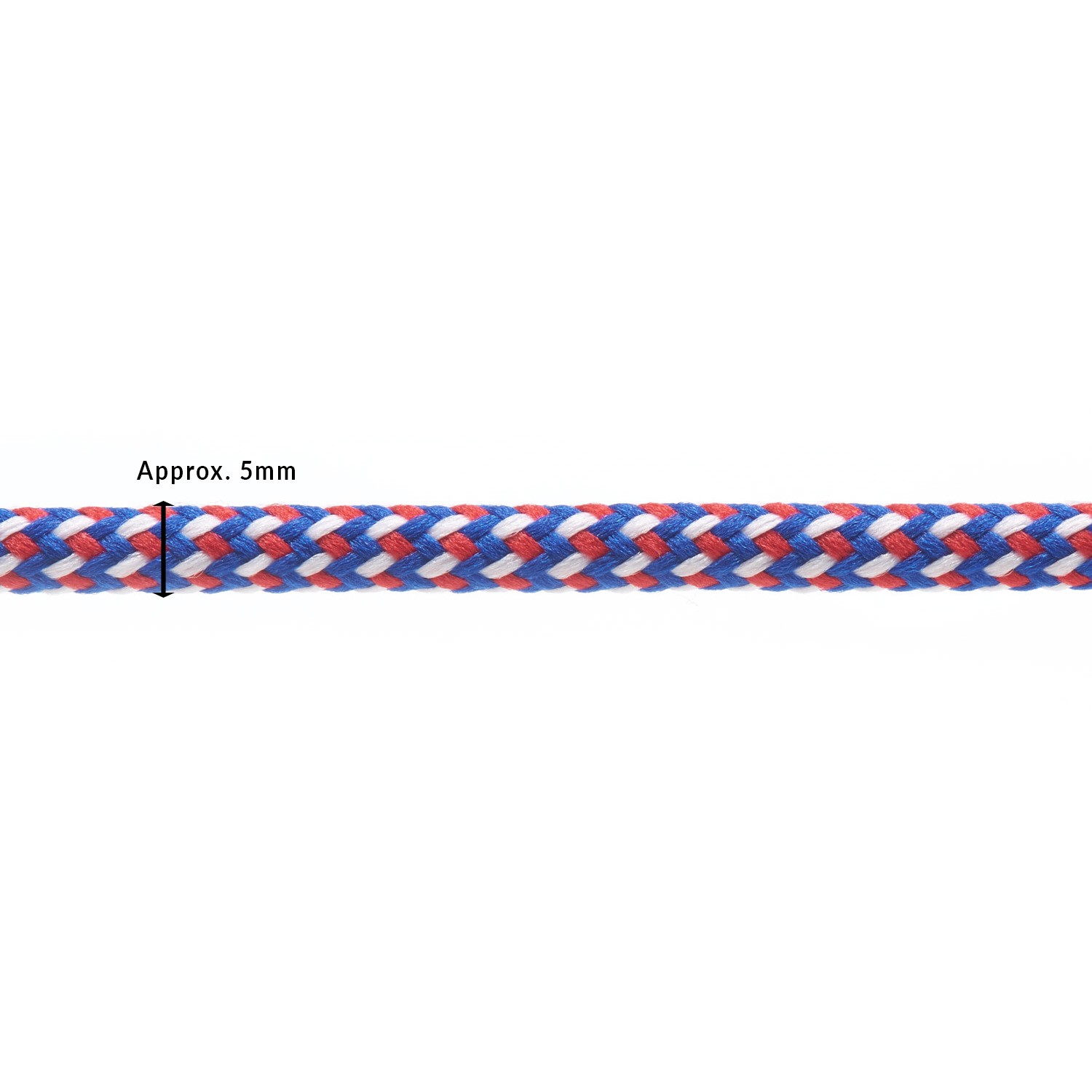 T621 5mm Round Cord Herringbone 3 Colours Draw String on Roll Royal Blue with White Red Edit 3 Kalsi Cords