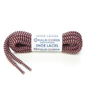 T621 5mm Round Cord Herringbone 3 Colours Shoe Laces Black with White Red 1 Kalsi Cords