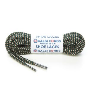 T621 5mm Round Cord Herringbone 3 Colours Shoe Laces Cedar Green with Cream Brown 1 Kalsi Cords