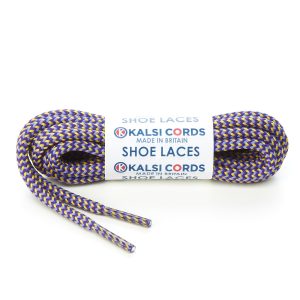 T621 5mm Round Cord Herringbone 3 Colours Shoe Laces Purple with Lilac Yellow 1 Kalsi Cords
