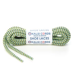 T621 5mm Round Cord Herringbone 3 Colours Shoe Laces Turquoise with Yellow Black 1 Kalsi Cords