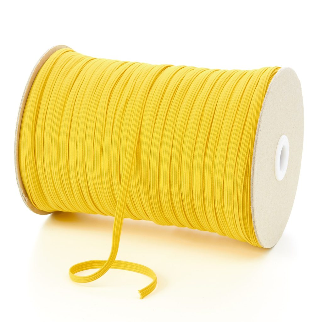 6mm 8 Cord Yellow Flat Braided Elastic Kalsi Cords UK Made Quality