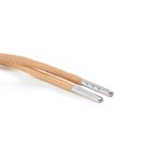 T621 5mm Round Polyester Draw String Dark Beige 2 Silver Metal Tip Kalsi Cords