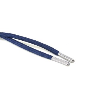 T621 5mm Round Polyester Draw String Dark Blue 2 Silver Metal Tip Kalsi Cords