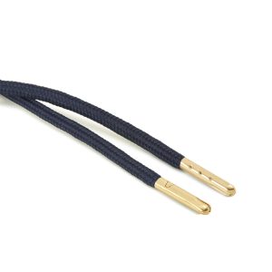 T621 5mm Round Polyester Draw String Dark Navy 2 Gold Metal Tip Kalsi Cords