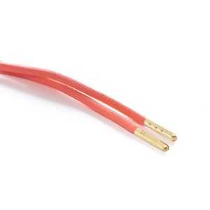 T621 5mm Round Polyester Draw String Fluorescent Pink 2 Gold Metal Tip Kalsi Cords
