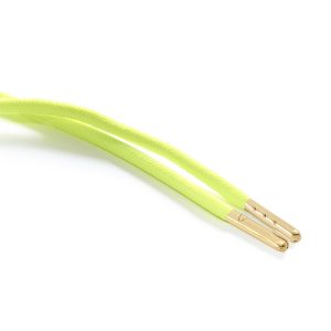 T621 5mm Round Polyester Draw String Fluorescent Yellow 2 Gold Metal Tip Kalsi Cords
