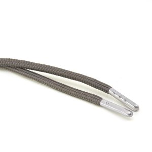 T621 5mm Round Polyester Draw String Grey 2 Silver Metal Tip Kalsi Cords