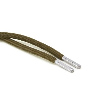 T621 5mm Round Polyester Draw String Khaki 2 Silver Metal Tip Kalsi Cords