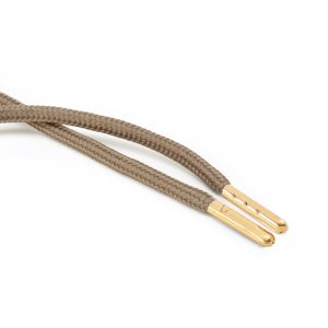 T621 5mm Round Polyester Draw String Light Fawn 2 Gold Metal Tip Kalsi Cords