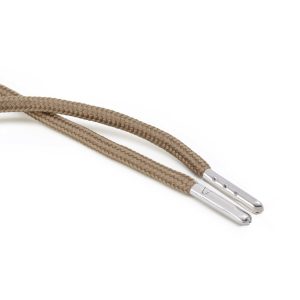 T621 5mm Round Polyester Draw String Light Fawn 2 Silver Metal Tip Kalsi Cords