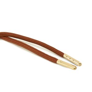 T621 5mm Round Polyester Draw String Nutmeg 2 Gold Metal Tip Kalsi Cords